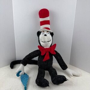 Vtg 1983 Dr Seuss CAT IN THE HAT Plush Stuffed Animal Toy Hat Bow Tie-EUC